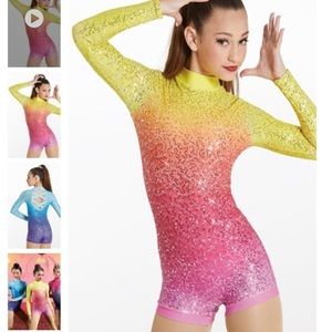 NWT Weissman Chained To The Rhythm 12051 Canary Yellow Size XSC dance costume